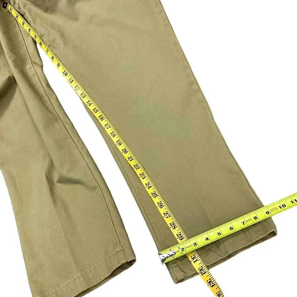 Lands' End Traditional Fit Pleated Chino Pants Men Size 38 Khaki Straight Leg